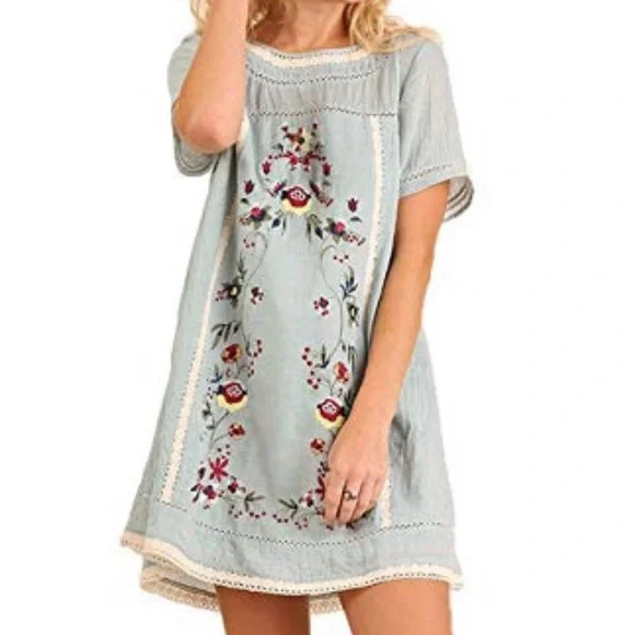 green emerald velvet dress Hand-Embroidered Hippie Dress main image 1